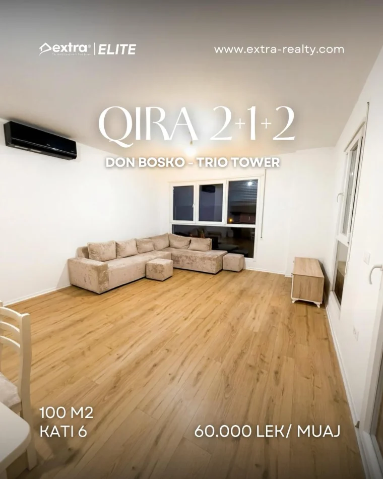 Tirane, jepet me qera apartament 2+1+Ballkon Kati 2, 100 m² 600 € (Trio Tower)
