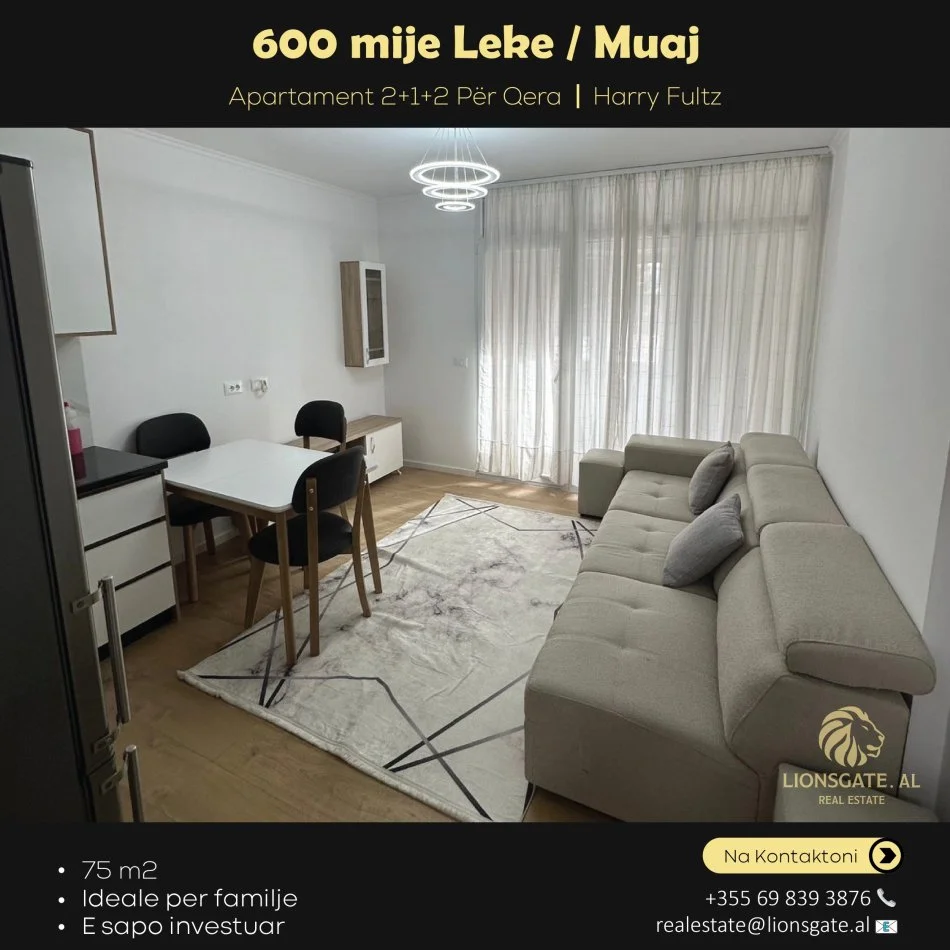 Tirane, jepet me qera apartament 2+1 , 75 m² 600 € 