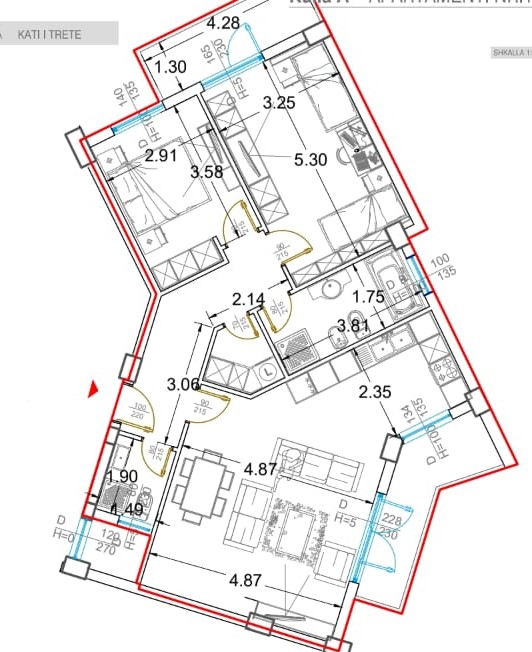 Tirane, shitet apartament 2+1, Kati 3, 121 m² 120,410 € (Fresku) TT 867