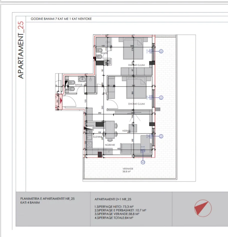 Tirane, shitet apartament 2+1+2 Kati 2, 103 m² 166.000 € (Ali Demi)