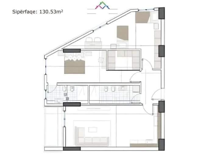Tirane, shes apartament 2+1 Kati 5, 130 m² 170.000 € (paskuqan)