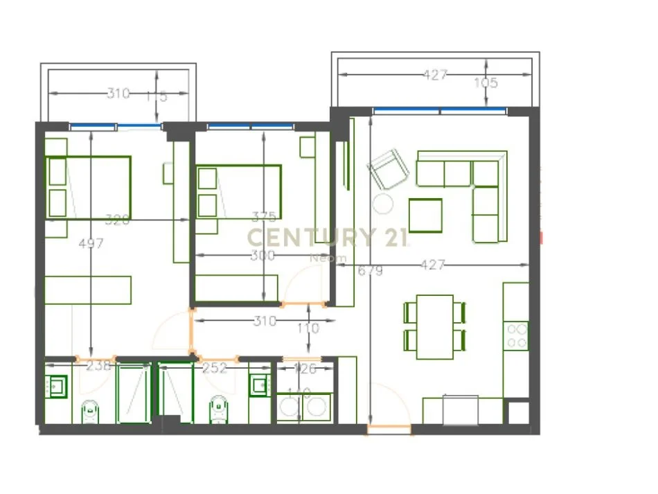 Tirane, shitet apartament 2+1 Kati 7, 100 m² 80,000 € (vore)