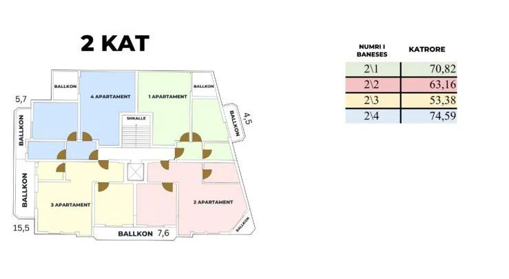 Durres, shitet apartament 2+1 Kati 3, 75 m² (Ne Durres 3 min larg plazhit)