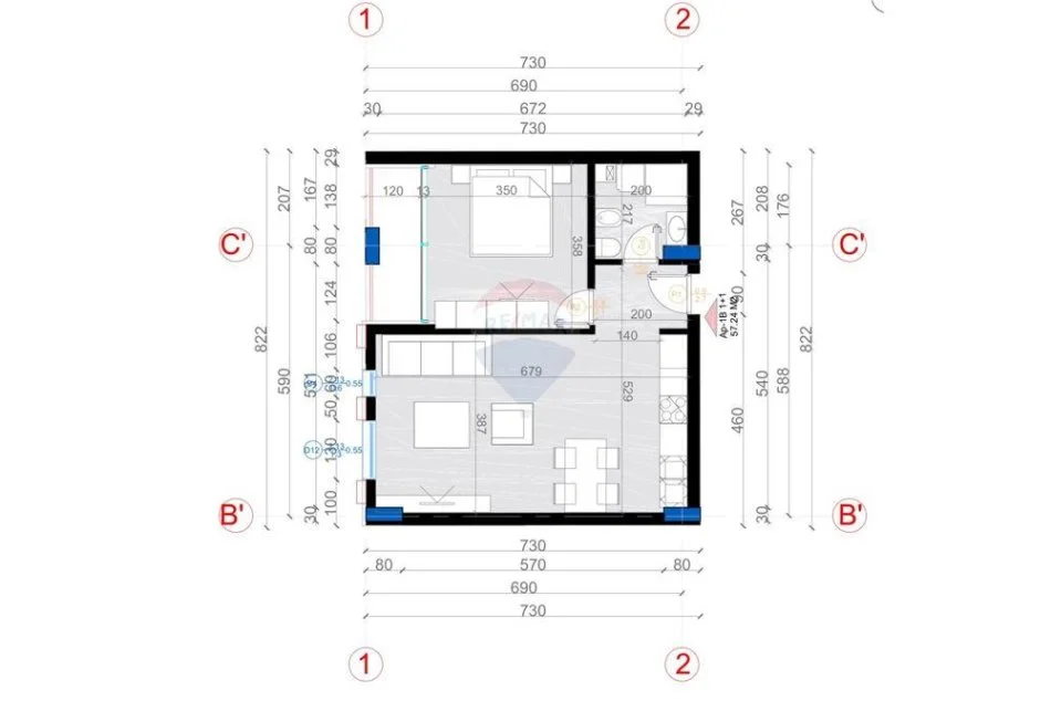 Tirane, shitet apartament 1+1 Kati 8, 66 m² 120.000 € (Rruga Jordan Misja - Treni - Bulevardi i Ri)