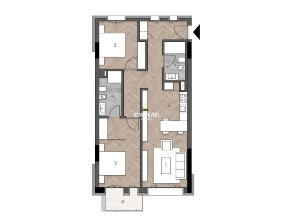 Dhermi - Palase, shitet apartament 2+1+Ballkon Kati 2, 137 m² 483.768 € 