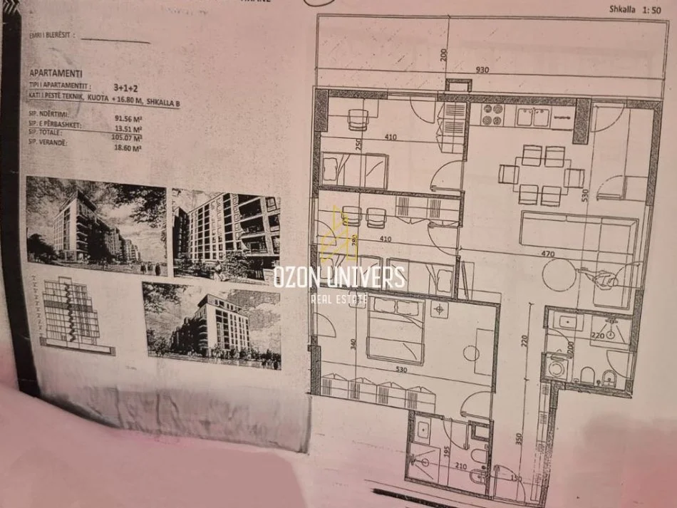 Tirane, shitet apartament 3+1+Ballkon Kati 5, 105 m² 98.936 € (Kamez)