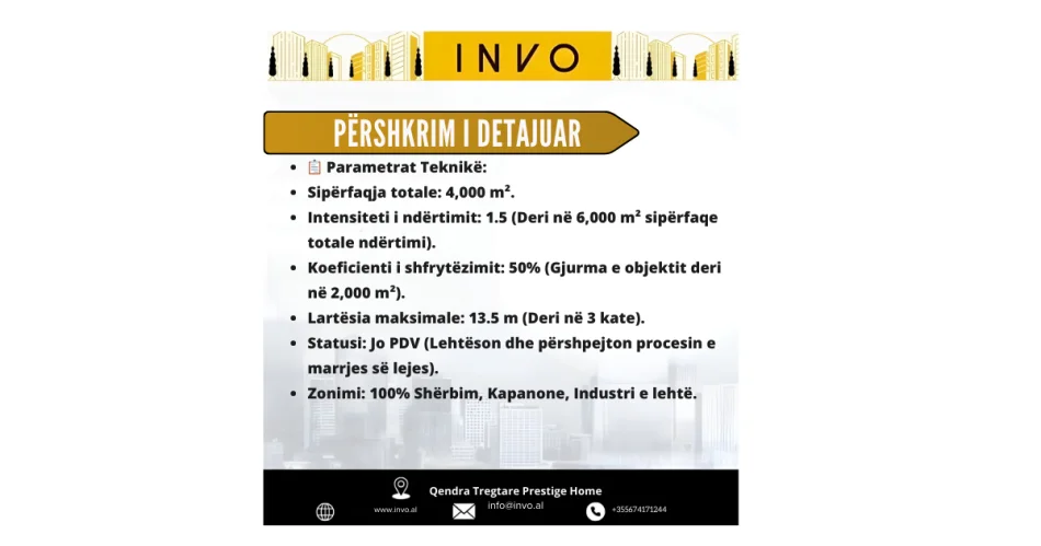 Tirane, shitet toke , 4.000 m² (Vore)