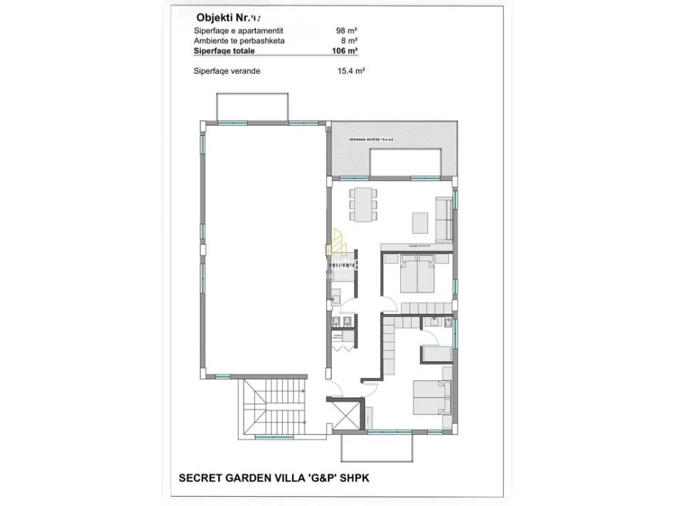 Tirane, shitet apartament 2+1+Ballkon Kati 2, 106 m² 250.140 € (Secret Garden Residence)