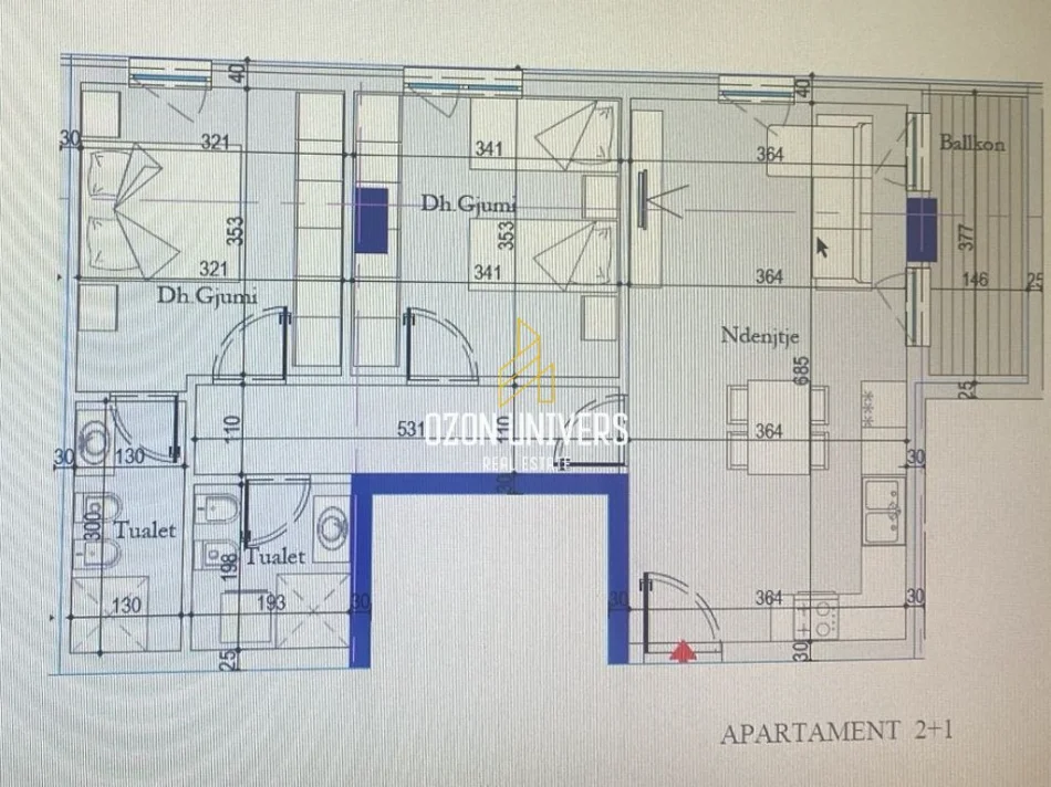 Tirane, shitet apartament 2+1+Ballkon Kati 4, 94 m² 117.500 € (Tirana Entry 2)