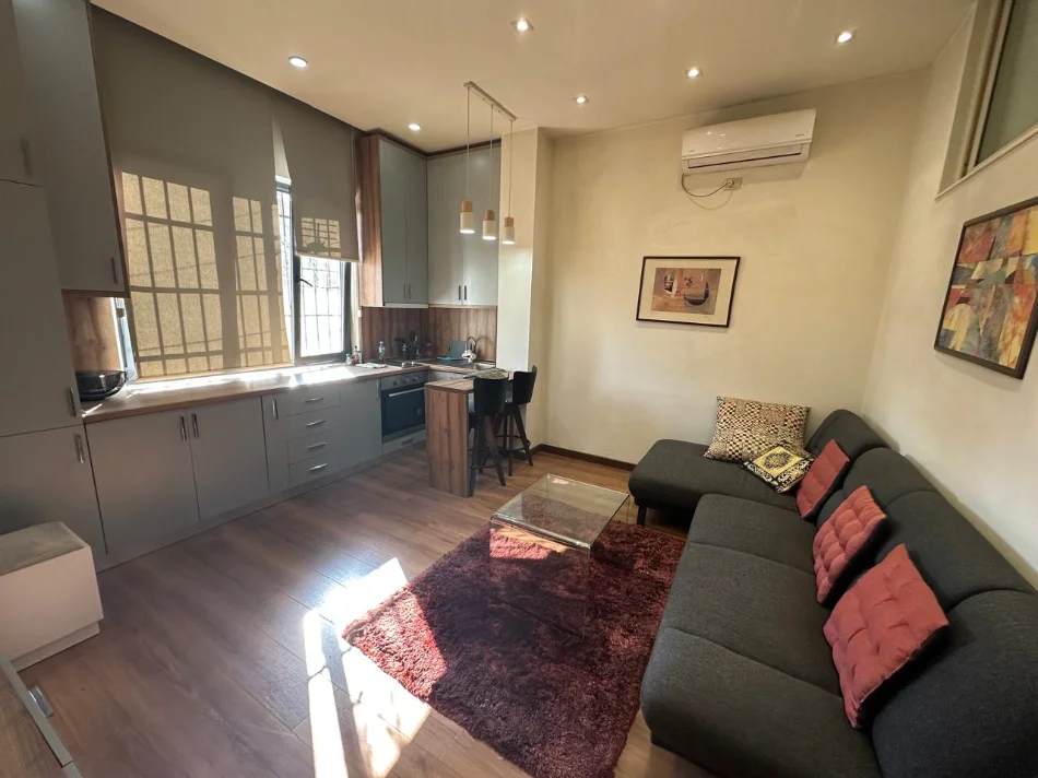 Tirane, jepet me qera apartament 1+1 Kati 1, 59 m² 600 € (9-Kateshet/Pas Rossman)