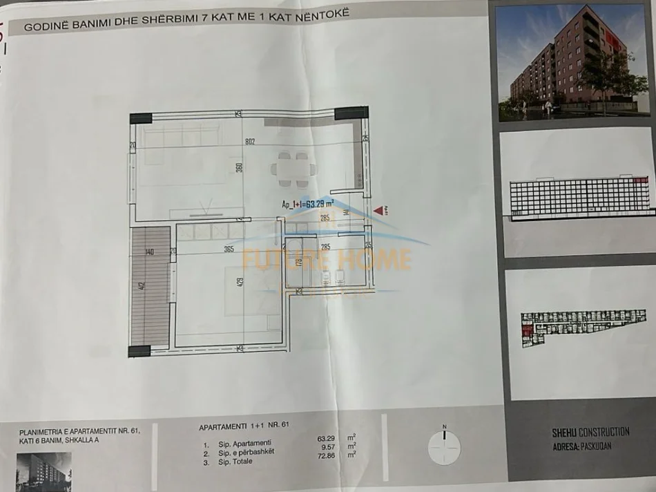 Tirane, shitet apartament 1+1 Kati 6, 73 m² 84.000 € (Rezidenca Majestic, Paskuqan)