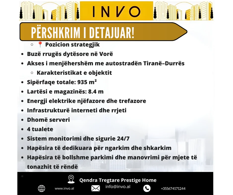 Tirane, jepet me qera ambjent biznesi Kati 0, 930 m² 5.580 € (Vore)