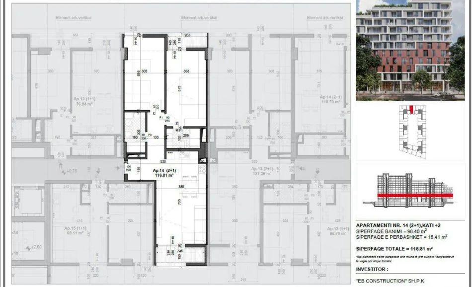 Tirane, shitet apartament 2+1+Ballkon Kati 4, 117 m² 171.710 € (FUSHA E AVIACIONIT)