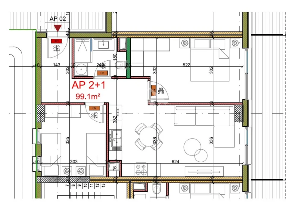 Dhermi - Palase, shitet apartament 2+1 Kati 0, 99 m² 258.000 € (NË PLAZHIN E DHËRMIUT, REZIDENCA “MORINA CITY”)