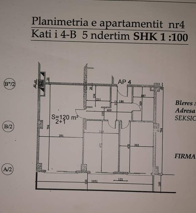 Apartament me qera 2+1+2 tualete + 1 BLK Kati 4 banim, 120 m² 450 Euro (Rruga Sabri Preveza)