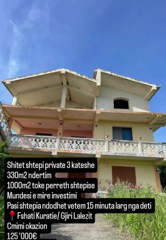 Shqiperi, shitet Vile 3 Katshe , 125.000 € 