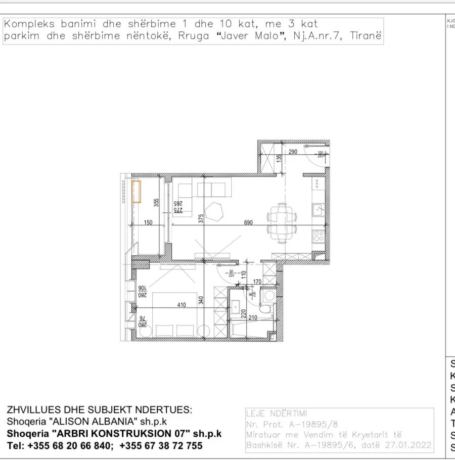 Tirane, shitet apartament 1+1 Kati 6, 80 m² 177.000 € (Rruga Javer Malo)