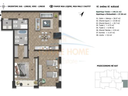 Tirane, shitet apartament 2+1 Kati 19, 146 m² 541,000 € (RRUGA E ELBASANIT)