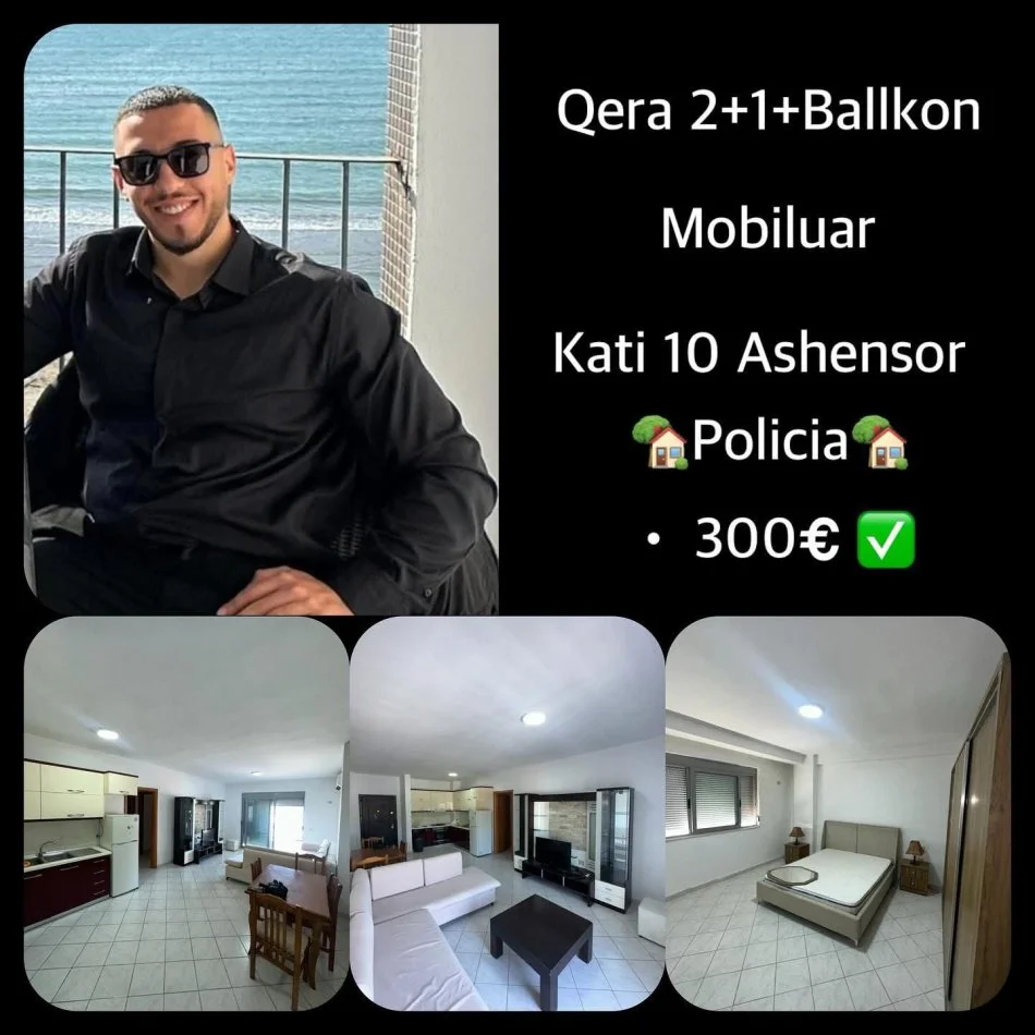 Durres, jepet me qera apartament 2+1+Ballkon Kati 10, 95 m² 300 € (POLICIA DURRES)