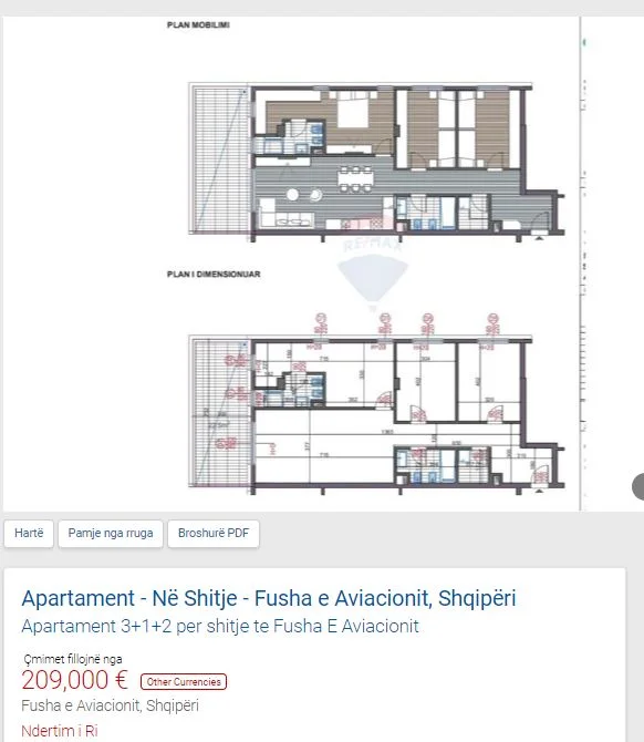 Tirane, shitet apartament 2+1 Kati 2, 110 m² 209.000 € (FUSHA AVIACIONIT)