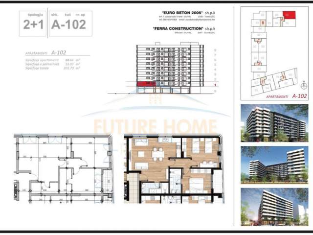 Tirane, shes apartament 2+1+BLK Kati 1, 102 m² 122.000 Euro (Pazari i Ri)