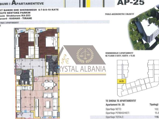 Tirane, shitet apartament 2+1+A+BLK Kati 3, 118 m² 800 Euro/m2 (Bulevardi i Kasharit)