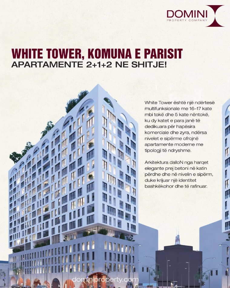 Tirane, shitet apartament 2+1 , 110 m² (White Tower Komuna Parisit)