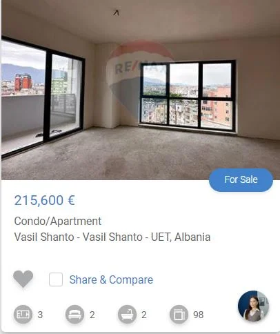 Tirane, shitet apartament 2+1 , 98 m² 215.600 € (VASIL SHANTO ISH UET)