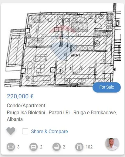 Tirane, shitet apartament 2+1 Kati 1, 102 m² 220.000 € (RRUGA E BARIKADAVE)