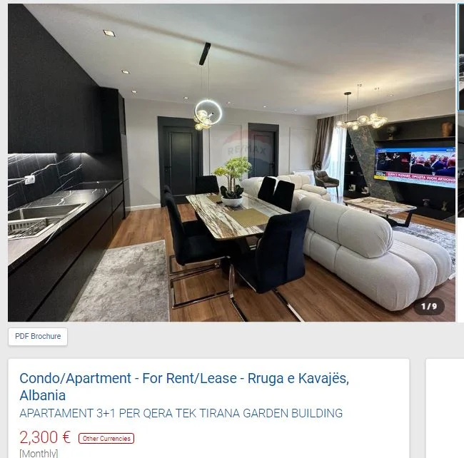 Tirane, jepet me qera apartament 3+1 Kati 8, 140 m² 2.300 € (TIRANA GARDEN BUILDING RRUGE KAVAJE)