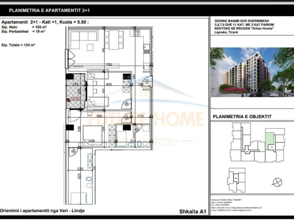 Tirane, shitet apartament 2+1 Kati 1, 124 m² 217.000 € (DRITAN HOXHA)