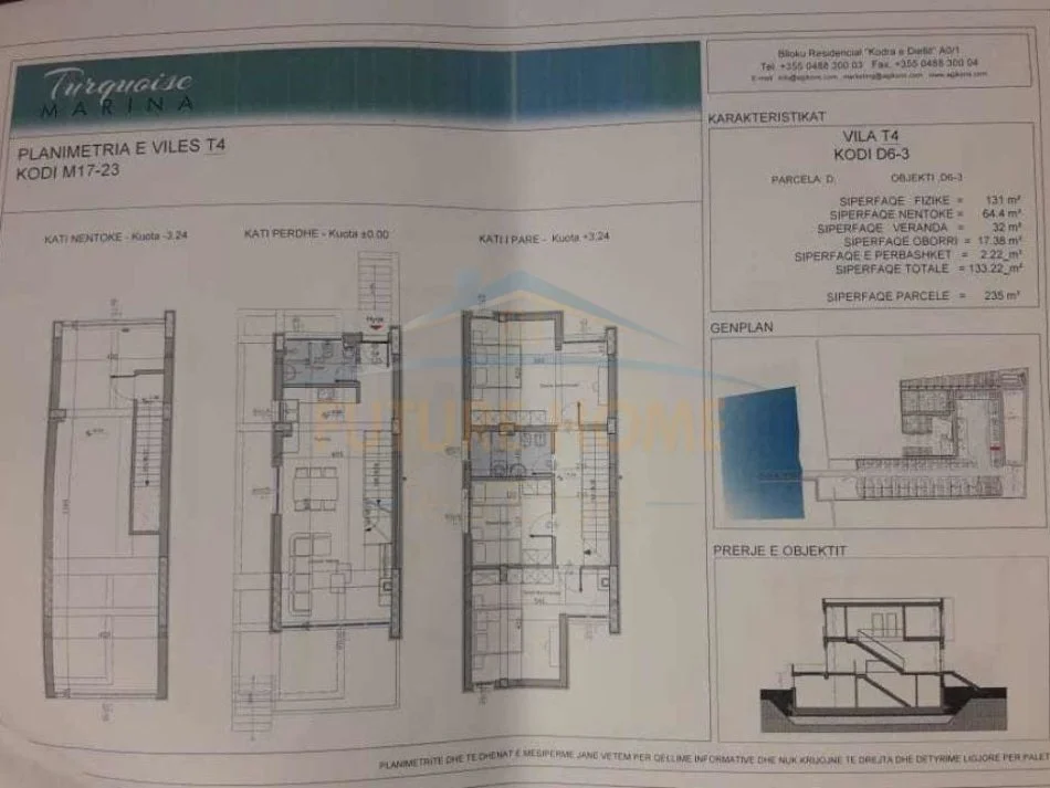 Gjiri Lalezit | Hamallaj, shitet Vile 3+1 Kati 0, 131 m² 650.000 € (Turqouise Marina)