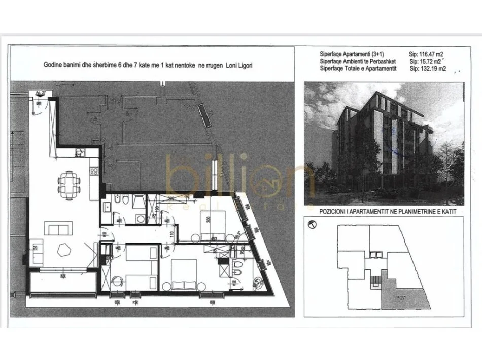 Tirane, shitet apartament 3+1 Kati 5, 132 m² 159.000 € (Astir)