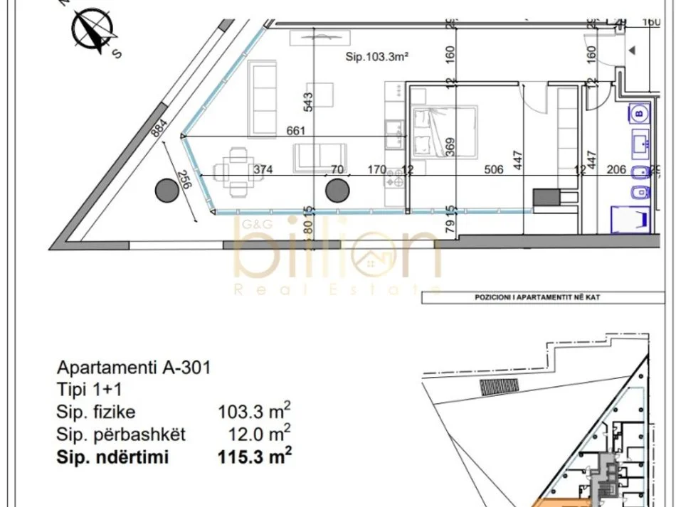 Tirane, shitet apartament 1+1 , 115 m² 196.000 € (Rruga XHanfize Keko, Tirana, Albania)