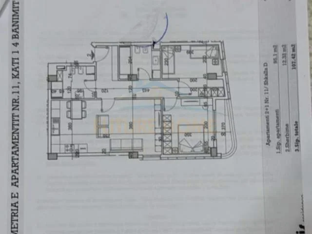 Tirane, shes apartament 2+1+BLK Kati 4, 145.000 Euro