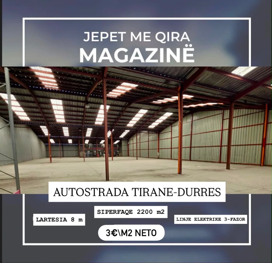 Durres, jepet me qera Kati 0, 2.200 m² 6.600 € (autostrada Tr Dr)