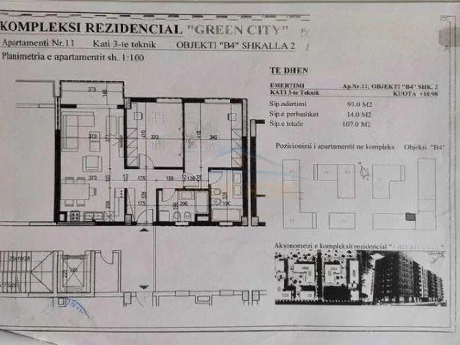 SHITET APARTAMENTI 2+1+2 GREEN CITY UNAZA E RE