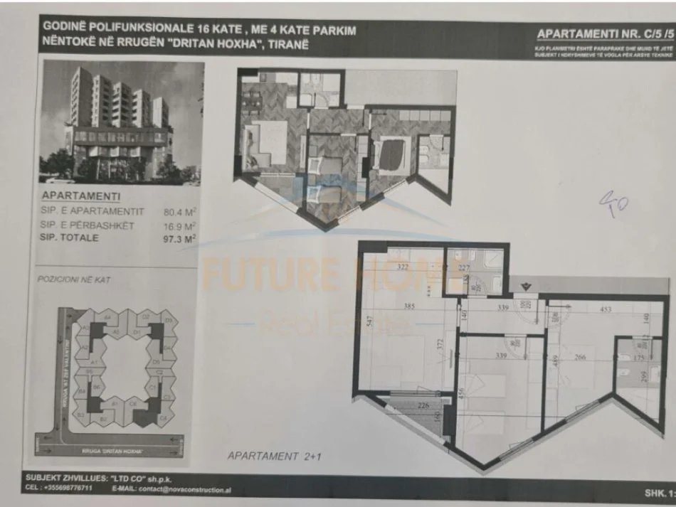 SHITET APARTAMENTI 2+1+2 TE COLONADDO TIRANE