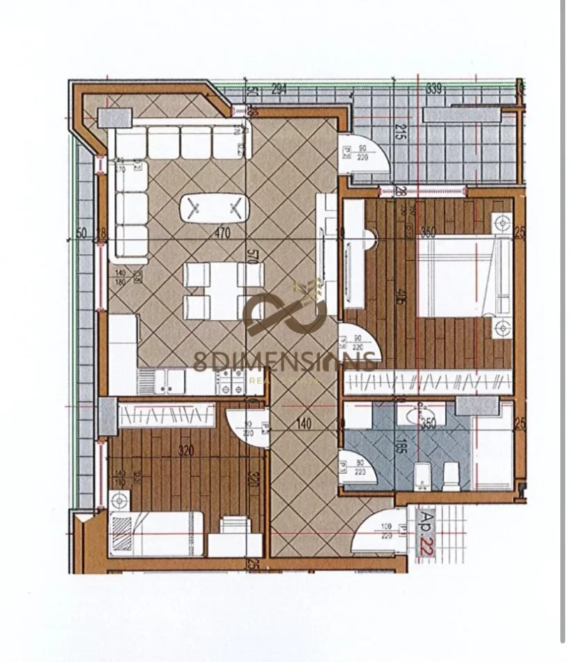 Tirane, shitet apartament 2+1+Ballkon Kati 3, 99 m² 139.720 € (shkoze)