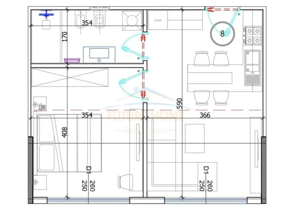 Disponojme apartament 1+1 tek Liburna Residence, Qerret