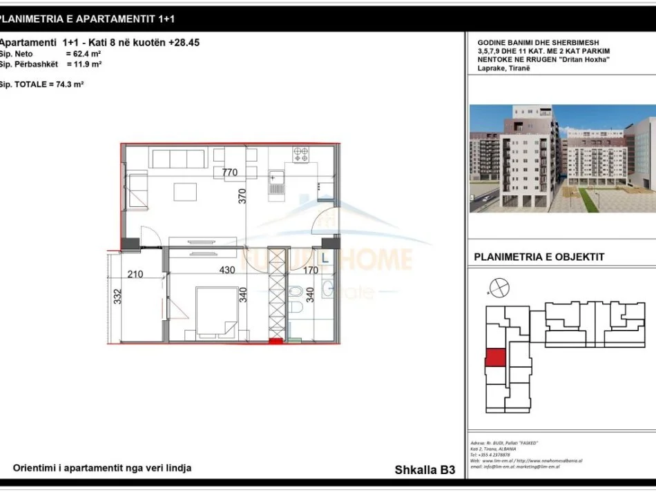 Shitet, Apartament, 1+1, Kompleksi Aura, Laprake