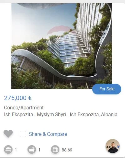 Tirane, shitet apartament 1+1 Kati 6, 89 m² 275.000 € (ISH EKSPOZITA)