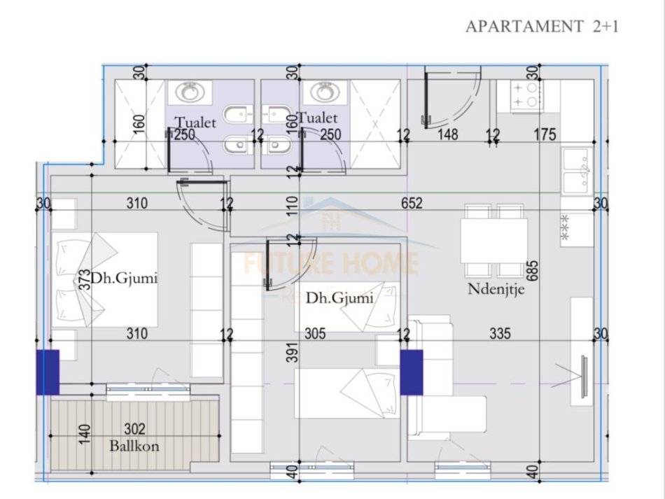 Tirane, shitet 2+1, Kati 6, 86 m² 96,000 € (DOGANA)