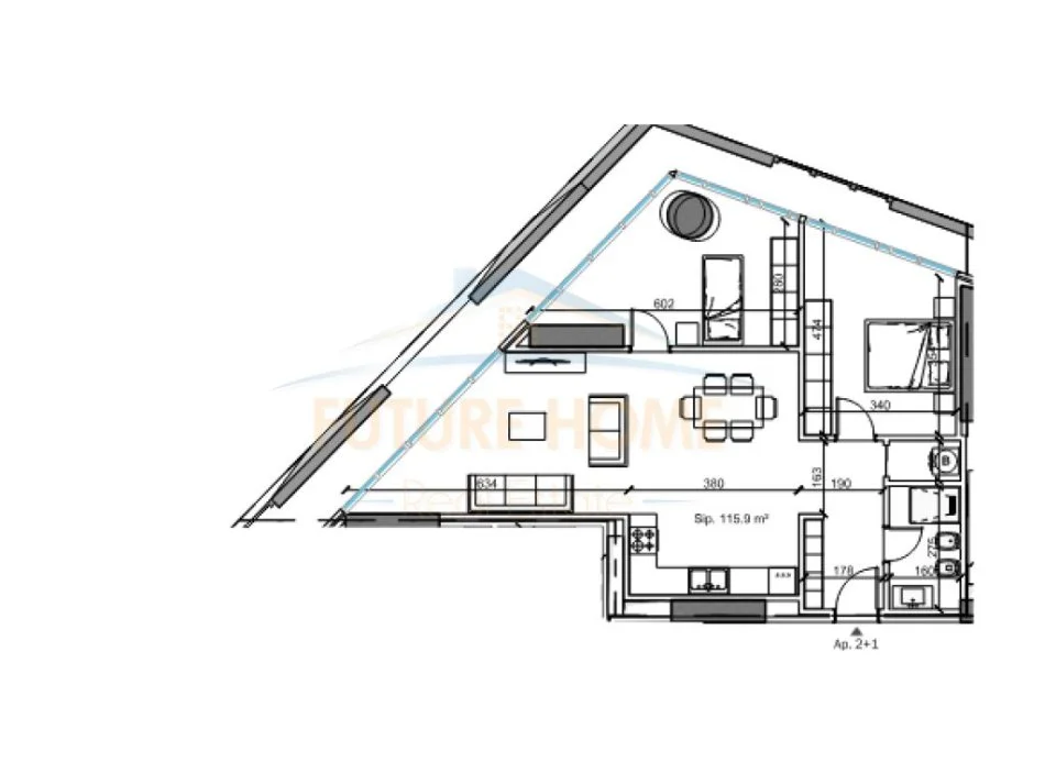 Tirane, shitet apartament 2+1 Kati 16, 151 m² 241.120 € (PAZARI I RI)