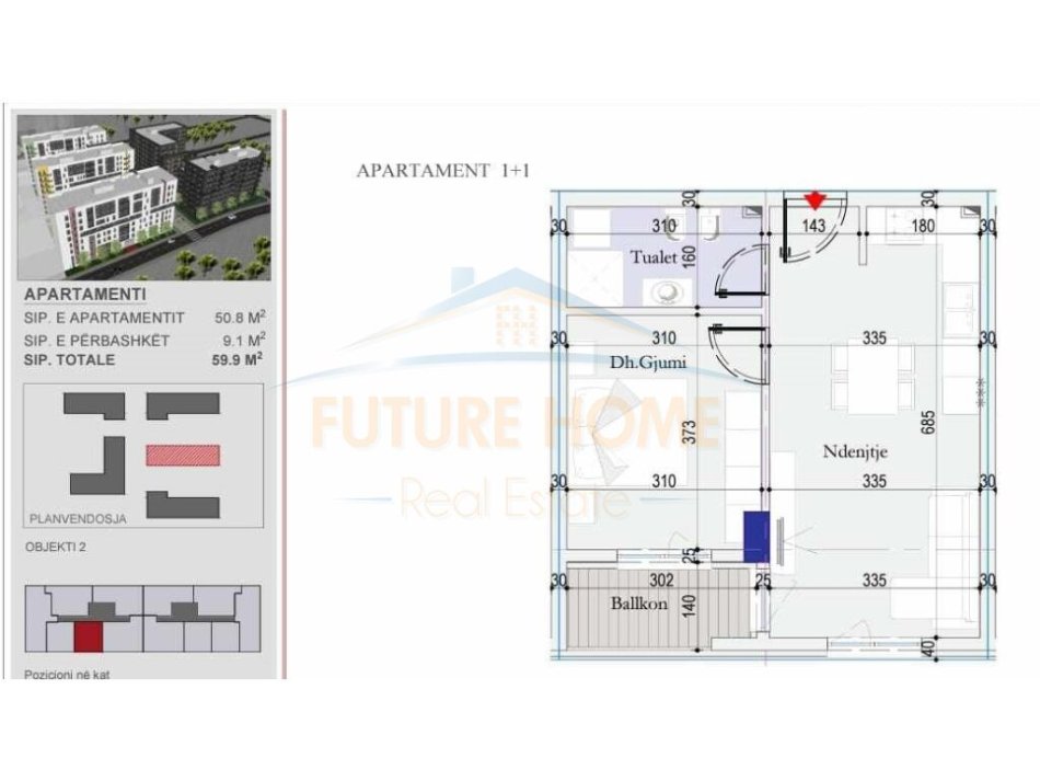 Tirane, shitet apartament 1+1 Kati 3, 60 m² 78.000 € (DRITAN HOXHA)