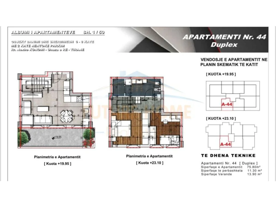 Tirane, shitet apartament 2+1 Kati 7, 76 m² 135.000 € (Nexho Konomi)