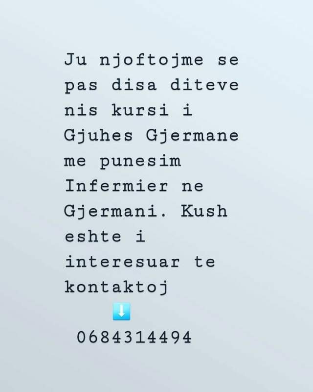 Tirane, kurse te gjuhes Gjermane+mundesi punesimi ne Gjermani per Profesionin e Infermierit