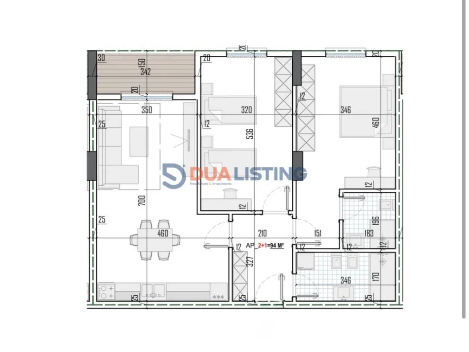 Tirane, shitet apartament 2+1 , 110 m² 137.475 € (Rezidenca Tirana View pozicionuar pranë Rruges 5 Maji dhe Unazës së Madhe në Paskuqan)