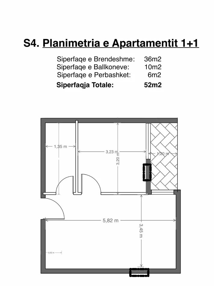 Tirane, shitet apartament 1+1+Ballkon Kati 2, 52 m² 97.000 € (Fondacioni Eleonore)