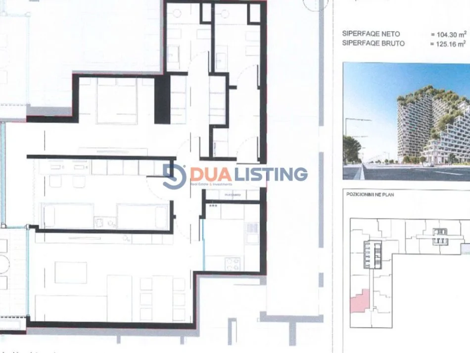 Tirane, shes apartament 2+1+Aneks+Ballkon Kati 18, 125 m² 232.000 € (Lion Residence 2, Rruga Dritan Hoxha)